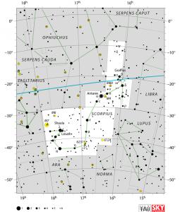 Nu Scorpii finder chart. www.constellation-guide.com