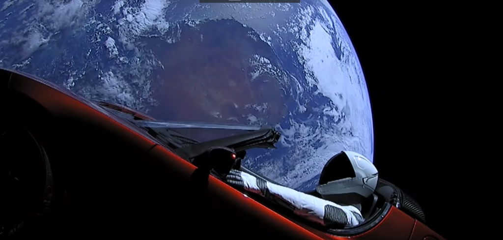 SpaceX CEO Elon Musk's Red Tesla Roadster in Space