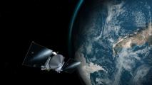 OSIRIS-REx Gravity Assist with Earth an Artists Impression