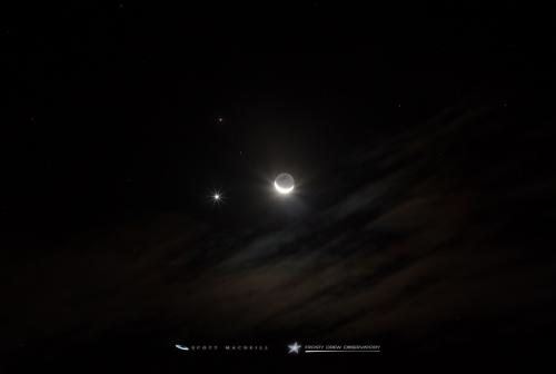 Venus, Mars, and the crescent Moon in conjunction