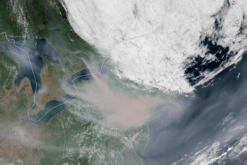The wildfire smoke plume over the Northeast this past week.