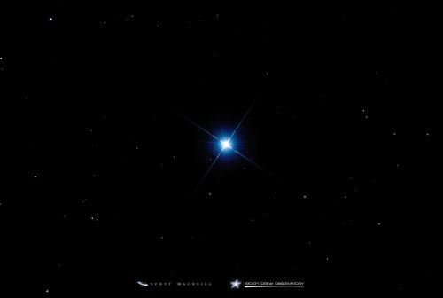 The bright blue star, Spica, in the constellation Virgo. Credit: Frosty Drew Astronomy Team member, Scott MacNeill