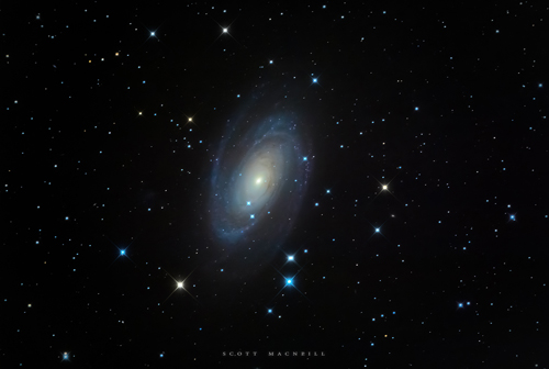 <p>Bode's Galaxy (M81) is a spiral galaxy that is found in the constellation Ursa Major and resides at 11.8 light years distant. Bode's Galaxy is part of the M81 Group, a group of 34 galaxies that neighbors the Local Group.</p><p>This photo was captured by Scott MacNeill at Frosty Drew Observatory</p>
