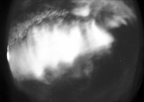 Here is a photo of the fireball meteor that was spotted over the Northeast US and Canada on Wednesday, July 24, 2019 at 11:03 pm EDT. This photo was captured by the all-sky camera at Brown University's <a href='https://brown.edu/ladd' title='Ladd Observatory'>Ladd Observatory</a>, compliments of Mike Umbricht.