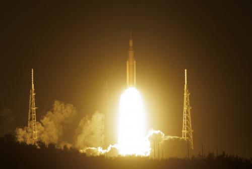 The Artemis-1 Mission launches from Kennedy Space Center. Credit: Mahmoud Hallak