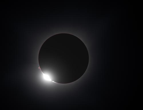 The diamond ring effect during the total solar eclipse of April 8, 2024, captured by Frosty Drew Astronomy Team member, Sean Perkins.