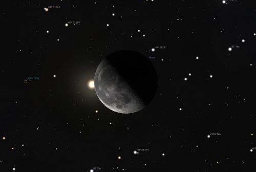 The Lunar occultation of Aldebaran will happen just before midnight on Friday, September 4, 2015 