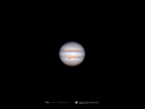 Jupiter reached opposition on March 8, 2016. At which point it was on the opposite side of the Earth than the Sun, making it the closest point Earth will be to Jupiter for our year. I snapped this photo at Frosty Drew Observatory on Friday March 12th showcasing the Great Red Spot.