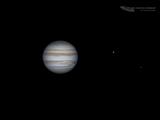 Jupiter, Red Spot, and Moons