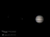 Jupiter with moons Ganymede and Io