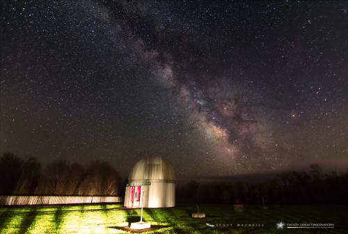 The Milky Way over Frosty Drew Observatory and Ninigret Park with a little light from distant headlights. Credit: Frosty Drew Astronomy Team member, Scott MacNeill