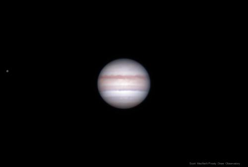 Jupiter and its moon Io in 2019 at Frosty Drew Observatory.